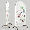 Creative Musical Instruments and Art Supplies with Children's Drawings on Wooden Easels