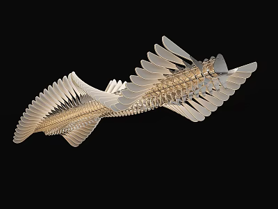Modern Golden Chandelier with Feather Like Wing Structure for Contemporary Interior Decor 3d model
