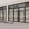 Modern Commercial Storefront Double Doors With Glass Panels And Black Frames 3d model