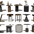 Modern Side Tables Displaying Various Stylish Designs Unique Bases And Premium Materials 3d model