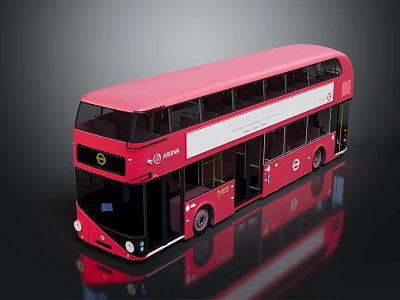 Red Double Decker Bus With Upper And Lower Decks And Modern Exterior Design 3d model