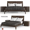 Pandora Modern Wooden Bed Set With White Pillows Gray Quilt And Nightstands