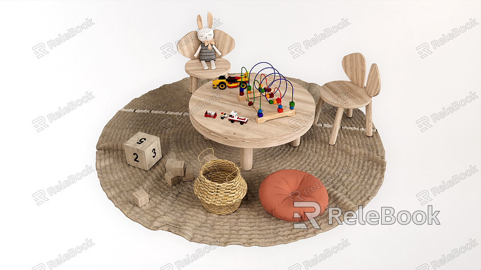 Japanese-style children's table and chair children's area leisure table and chair combination model