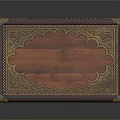 Vintage Ornate Chest With Red Yellow Brown Colors Hexagonal Center Design And Red Footed Base