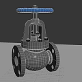 Industrial Silver Metal Valve With Blue Handle And Flange Connections