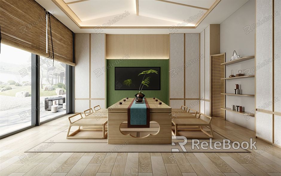 New Chinese Tea Room Tatami Tea Room model