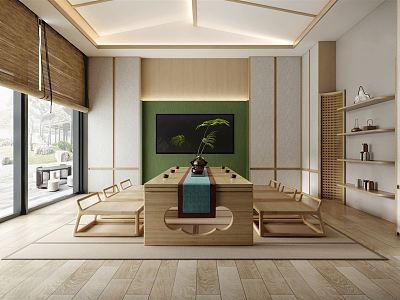 New Chinese Tea Room Tatami Tea Room model