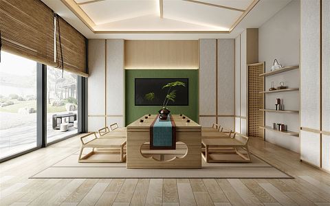 New Chinese Tea Room Tatami Tea Room 3d model