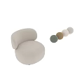 Modern White Lounge Chair With Soft Fabric Round Shape And Curved Arms
