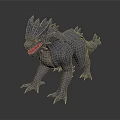 Mythical Gray Scaled Dragon like Creature With Sharp Spikes Muscular Limbs Open Mouth And Claws