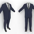 Men's Formal Navy Blue Suits With White Shirts Gray Ties And Black Shoes