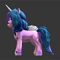 Colorful Unicorn Toy Ponies Pink Blue With Long Hair Standing Together