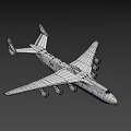 White And Blue Large Passenger Plane With Multiple Engines And Fuselage Design