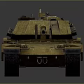 Vintage Military Tank with Weathered Yellow Exterior Turret Gun Barrel and Tracks Side View