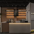 Cozy Cafe Interior With Hanging Plants Wooden Shelves Dark Tiled Floor And Framed