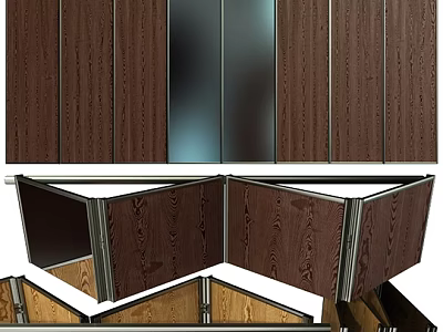 Modern Wooden Storage Cabinet Rack With Glass Doors And Metal Frame Design Structure 3d model