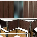 Modern Wooden Storage Cabinet Rack With Glass Doors And Metal Frame Design Structure