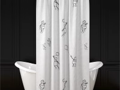 Stylish Bathroom Accessories Featuring Modern Shower Curtains With Various Designs For Bathtubs 3d model