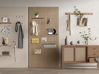 Nordic Hole Board Hole Board Wall Decoration Clothes Hook Storage Rack Shoe Cabinet Jewelry Decoration Exchange Entrance Cabinet Pendant Clothing Bag model