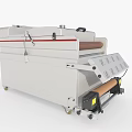 Industrial Conveyor Processing Machine With White Body Red Stripe Brown Belt Control Panel And Wheels 3d model