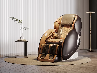 Luxury Massage Chair in Modern Living Room with Wooden Floor Floor Lamp and Potted Plant 3d model