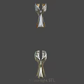 Elegant Silver Metallic Trophy With Wing Shaped Design And Transparent Base 3d model