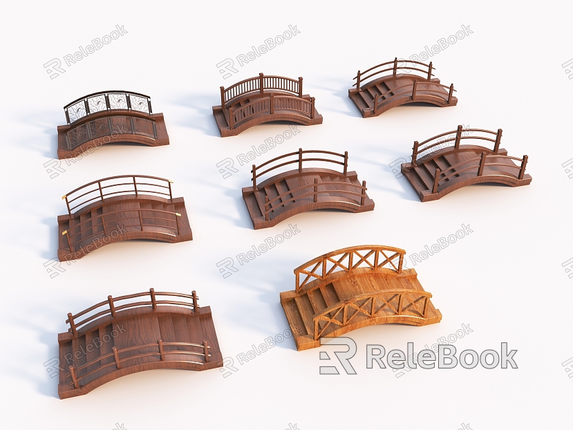 wooden arch bridge courtyard small arch bridge model