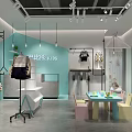 Modern Clothing Store Interior With Clothes On Racks Green Plants And Display Tables