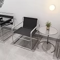 Modern Leisure Sofa Set With Metal Frame Black Cushion Glass Coffee Table Moon Wall Art And Wall Lamp