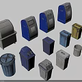 Various Colored Waste Bins Collection With Different Styles And Designs