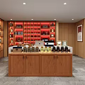 Specialty Store Interior With Wooden Counter And Shelves Displaying Various Products