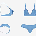 Blue Ruffled Bikini Set With Stylish Top And Bottom Swimwear Design