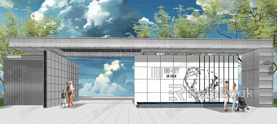 Modern Gate Landscape Gate model