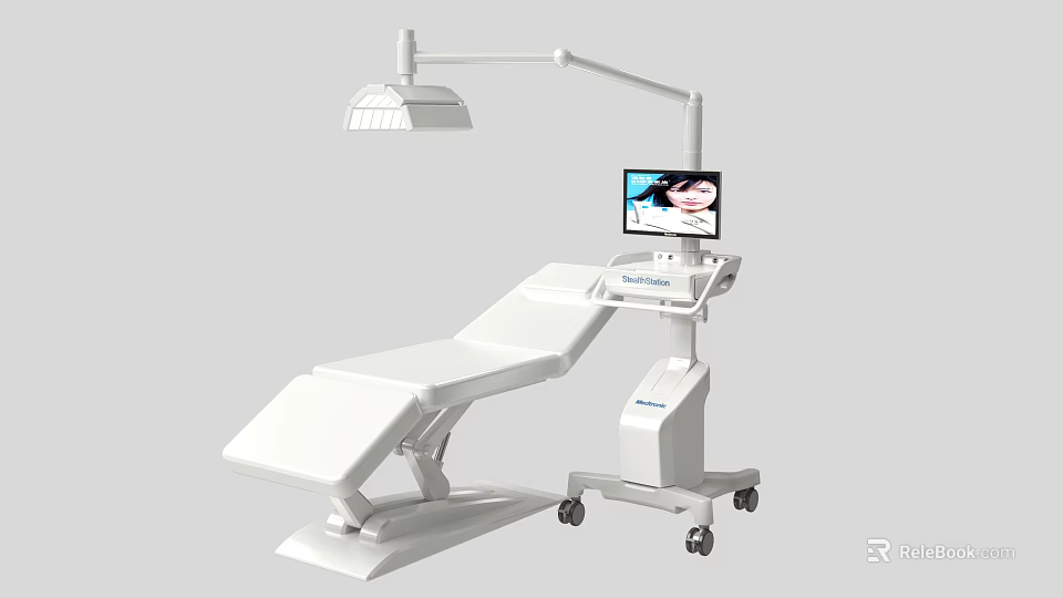 Professional Beauty Instrument With Facial Bed Adjustable Lamp Display Screen And Mobile Stand 3d model 