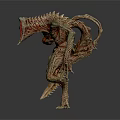 Slender Alien Creature Character With Large Red Eye And Rough Skin Texture