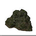 Decorative Natural Stone Structure With Green Moss And Irregular Surface Texture 3d model
