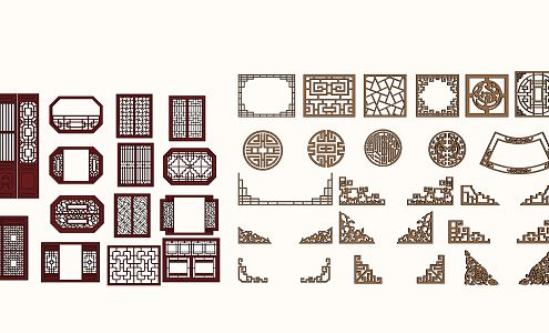 Chinese-style flower-cut window 3d model