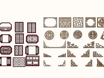 Chinese-style flower-cut window 3d model