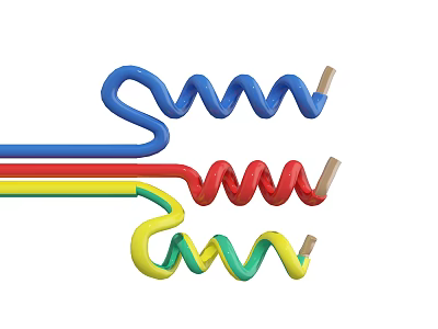 Colorful Coiled Hardware Tools With Blue Red Yellow Green Spiral Components 3d model