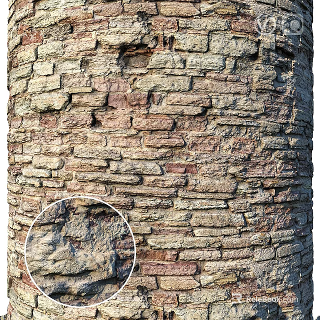 Brick Wall Components Featuring Weathered Multicolored Bricks And Textured Surface 3d model 
