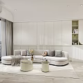 Modern Living Dining Room Interior With Marble TV Wall Sofa Coffee Table And Dining Chairs