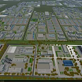 Aerial View Of Large Scale Industrial Zone With Neatly Arranged Factory Buildings And Roads