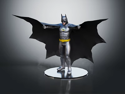 Batman Character Statue With Bat Wings And Detailed Costume On Shiny Base 3d model