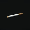 Isolated Cigarette With White Body Brown Filter And Lit Orange Tip On Black Background
