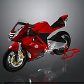 Red Modern Sport Motorcycle With Black Seat And Streamlined Red White Graphics