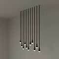 Black Pendant Lights With Long Thin Rods And White Bulb Bases On Grey Background 3d model