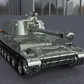 Silver Gray Military Tank Model With Turret Cannon And Tracks