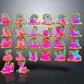 Colorful A-Z Alphabet Letters Decorative Ornament Set with Glossy Gradient Colors for Home