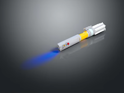 Sci Fi Weapon Showcasing Yellow And White Hilt With Blue Energy Blade 3d model