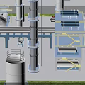 Large Industrial Equipment Setup With Tall Process Towers And Storage Tanks